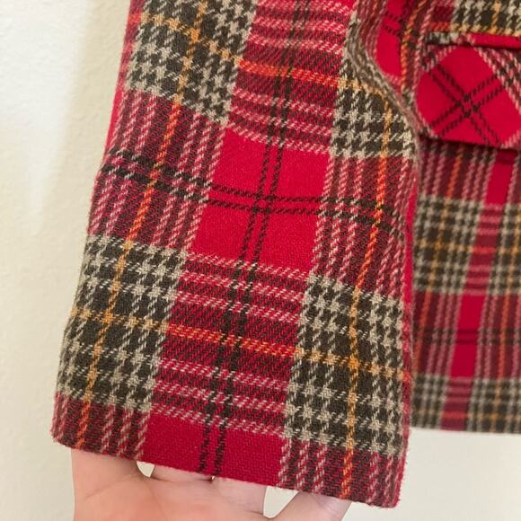 Vtg women 80’s tartan tweed wool blend academia preppy statement blazer - Picture 5 of 7